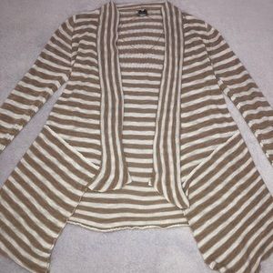 White and Tan Striped Sweater